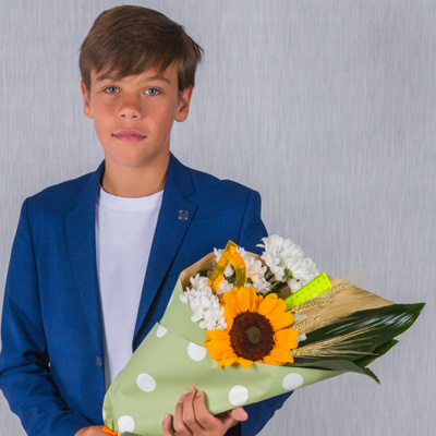 Школьный букет с подсолнухом "Вересковый мед" N 37968