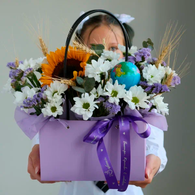 Сумка школьная с подсолнухом и статицей N 84607