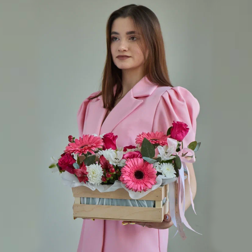 Ящик с герберами школьный арт. 84611