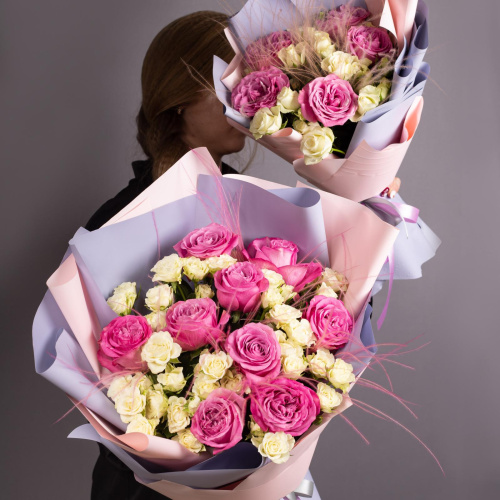 Букеты комплект для мамы и дочки "Розовое сияние" арт. 28445