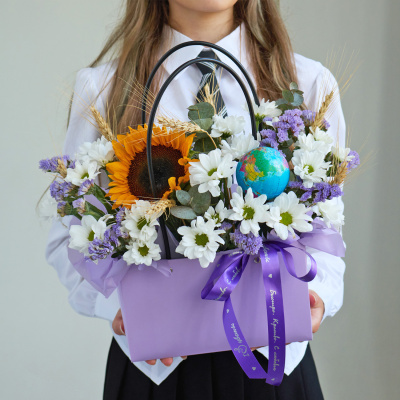 Сумка школьная с подсолнухом и статицей N 84607